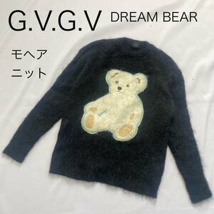 完売品 定価32400円 G.V.G.V ジーヴィジーヴィ モヘアニット 長袖 ドリームベア ゆったり 大きめ クマ テディベア ワッペン もこもこ