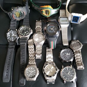 1円～ ジャンク 13点 まとめ セット CASIO G-SHOCK OCIANUS GUCCI SYNC BURBERRY SEIKO CITIZEN ALBA X-LARGE 全てメンズ腕時計 