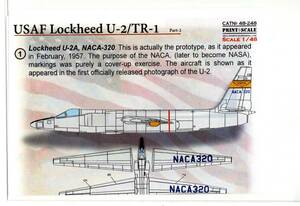 1/48 Print Scaleプリントスケールデカール　48-248　USAF Lockheed U2/TR-1 Part 2