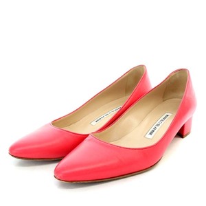 マノロブラニク MANOLO BLAHNIK M-LISTONY パンプス チャンキーヒール レザー 36.5 23.5cm ピンク /YO1 レディース