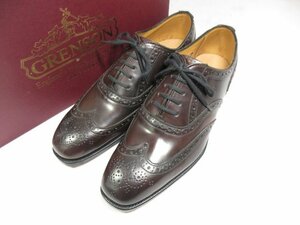 ■HH 未使用品 デッドストック 【GRENSON グレンソン】希少コードバン オーダー品 フルブローグ 靴 (メンズ) size6.5 茶 ★26HT1356★