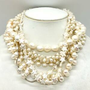 ■ 淡水パールネックレス5点おまとめ■o約260.3g 淡水真珠 パール 本真珠 バロック pearl Pearl ネックレス necklace DE3