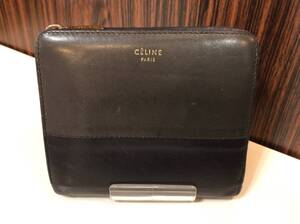 CELINE セリーヌ 二つ折り財布 レザー グレー系 JS-456872