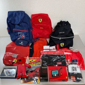 b*★中古品　FERRARI フェラーリ F1 バッグ リュック 時計 ぬいぐるみ 雑貨 大量セット まとめ売り★