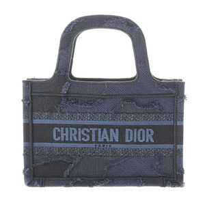 CHRISTIAN DIOR クリスチャンディオール ブックトート ミニ ネイビー レディース キャンバス ハンドバッグ Aランク 中古 銀蔵