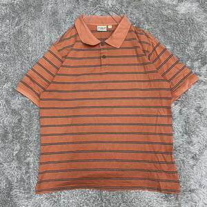 L.L.Bean エルエルビーン ポロシャツ 半袖シャツ ボーダー サイズM オレンジ メンズ トップス 最落なし （G22）