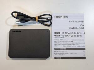 〔美品/使用：34時間〕東芝 USB3.0接続 ポータブルハードディスク 1.0TB　TOSHIBA CANVIO（HD-TPAシリーズ） HD-TPA1U3-B