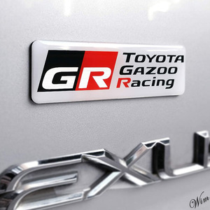 ◆スポーティなデザイン◆ TOYOTA GR エンブレム ステッカー 自動車 アクセサリー トヨタ メッキ仕上げ 簡単取付 デカール ドレスアップ