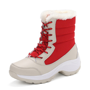 ☆ アイボリー×レッド ☆ 40(25cm) ☆ スノーブーツ pmysnowboot05 スノーブーツ レディース 冬 ブーツ スノーシューズ ボアブーツ