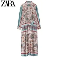 ZARA 風　エンリケ　ペイズリー　柄　ワンピ　ロング　長袖　リボン　新品