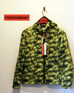 新品★最大値下げ★FREEDOMDAY フリーダムデイ ブルゾン フード付き ナイロンジップアップジャケット カモフラージュ　カーキ サイズXS　