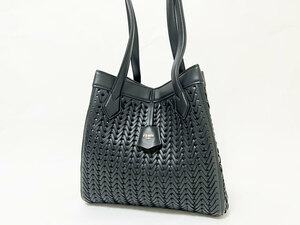 FENDI フェンディ ORIGAMI MEDIUM オリガミ ミディアム ショルダーバッグ 編み込み レザー レア NERO ブラック 8BH414 APZB F0KUR 超美品