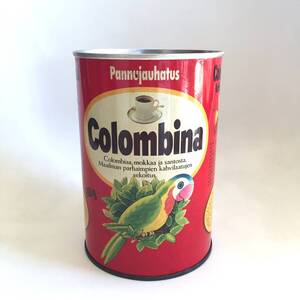 ◆ビンテージ Colombina Kaffe デンマーク コーヒー缶 70S オウム 鳥 北欧モダン カフェ