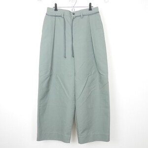 20SS marka マーカ TUCK WIDE PANTS 紐ベルト付き コットン タック ワイドパンツ GREEN 2