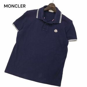 国内正規★ MONCLER モンクレール 春夏 ロゴ ワッペン★ 半袖 鹿の子 ポロシャツ Sz.S　メンズ ネイビー　I4T01783_5#A