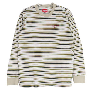 SUPREME シュプリーム 17AW RAISED STRIPE L/S TOP ストライプ ロングスリーブ トップ ロンT カットソー 長袖 Tシャツ タン Julk