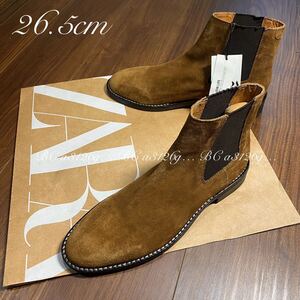 新品 ZARA 本革 サイドゴア SUEDE BOOTS 26.5cm 41 BROWN メンズ ザラ レザー スウェード ブーツ シューズ タグ付き