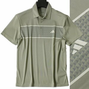 新品 春夏 アディダス ゴルフ メンズ 半袖 ポロシャツ XL カーキ adidas GOLF シャツ ウェア スポーツ サマー 総柄 AEROREADY ◆CG2357C