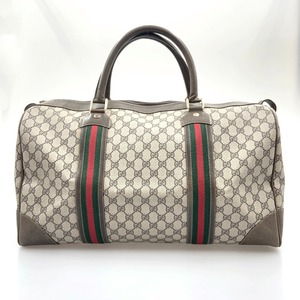 〇〇 GUCCI グッチ オールドグッチ ヴィンテージ シェリーライン GG柄 ボストンバッグ 001・25・424 ベージュ やや傷や汚れあり