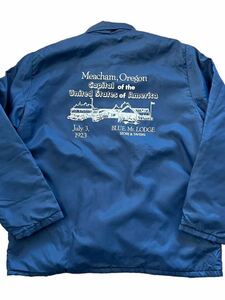 ●●vintage us製 Meacham Oregon BLUE Mt.LODGE 裏パイルコーチジャケット XL 紺ネービー●●
