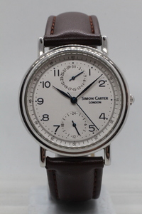 【SIMON CARTER】LONDON QUARTZ マルチファンクション STAINLESS STEEL CASE 中古品時計 電池交換済み 未使用牛革ベルト装着 25.1.5