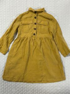 ZARA KIDS マスタード 長袖ワンピース 6歳　116センチ キッズ　子供服　 シャツワンピース