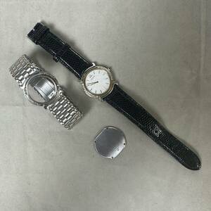 ｍ2405-13 SEIKO CREDOR セイコークレドール　5A74-0290 ベゼルK18+ダイヤ　腕時計　稼働品　裏蓋のネジ1か所難あり＋5A74‐0050　ベルト