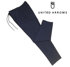 新品!! ユナイテッドアローズ ピンヘッド柄 タック イージーパンツ ネイビー (M) 送料安 ☆ UNITED ARROWS メンズ カジュアル 洗濯機可 紺