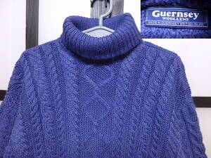 ガンジーウーレンズ タートルネック ニット イギリス製 / Guernsey WOOLLENS ウール セーター アラン ケーブル編み