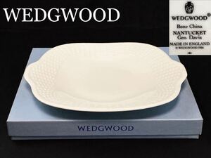 C2266 WEDGWOOD ウエッジウッド NANTUCKETプレート Bone China白磁 方皿 