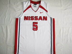 ★古着 NIKE NISSAN BASKETBALL ♯5 ナイキ 日産 バスケットボール タンクトップ M 白×赤×紺 ノースリーブ ウエア ユニフォーム メンズ★