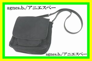 ★1円スタート★agnes.b./アニエスベー VOYAGE/ボアージュ★斜め掛け ショルダーバッグ ナイロン×レザー ブラック/黒 ABランク★サザビー