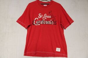 UNIQLO/ユニクロ/半袖Tシャツ/MLB/メジャーリーグ/野球/Cardinals/カーディナルス/前プリント/白ステッチ糸/れんが色/赤/Lサイズ(7/12R)