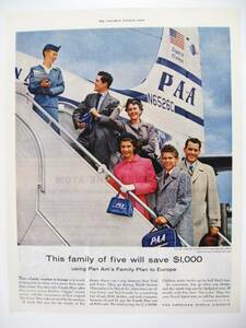 1956年PAN AMパンアメリカン航空広告(パンナムバッグ PAAロゴ)
