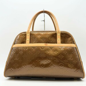 美品☆ LOUIS VUITTON ルイヴィトン ヴェルニ トンプキンス スクエア ハンドバッグ ブロンズ ゴールド 型押し エナメル パテントレザー