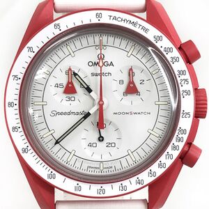 超美品 Swatch × Omega ムーンスウォッチ × オメガ MISSION TO MARS マーズ SO33R100 バイオセラミック 腕時計 電池交換済 動作確認済