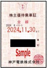 一部送料込◆神戸電鉄◆ 神鉄 株主優待乗車証 電車全線 定期型P-001