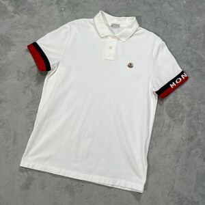 1円　極美品　MONCLER モンクレール　MAGLIA マグリア　半袖　ポロシャツ 半袖ポロシャツ Mサイズ ホワイト　袖ラインロゴ　9394