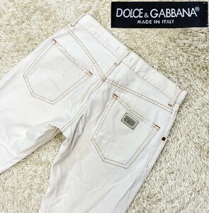 【ロゴプレート付き★】サイズ44(W78cm) DOLCE&GABBANA ダメージ加工ホワイトデニムパンツ/ジーンズ/白◆ドルチェアンドガッバーナ (7)