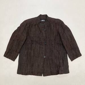 ● 90s ISSEY MIYAKE イッセイミヤケ ジャケット PERMANENTE シルク ウール ヴィンテージ 日本製 ブラウン サイズM レディース 1.05kg