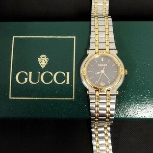 60302 GUCCI グッチ 腕時計 時計 黒文字盤 9000L 0155878 ブランド 箱付き 3針 