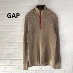 GAP リブニットセーター ゆったりめ ヘンリーネック ハイネック 伸縮性有り