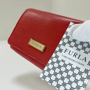 ☆美品☆ ◆FURLA フルラ　マルチパスケース◆　コインケース　キーリング付き　本革　コーラルピンク 【送料無料】 0205