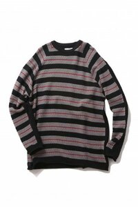 FACTOTUM 2TONE BORDER KNIT CREW NECK ファクトタム スウェット カーディガン ニット シャツ JKT コート Tシャツ セーター BLACK 46 