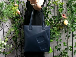 ●超美品●BALLY バリー●エンボスロゴ●カーフ レザー 本革●ショルダー バッグ●ネイビー●シルバー金具●肩掛け●かばん●Js48104