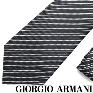 GIORGIO ARMANI ネクタイ ジョルジオアルマーニ ブランド シルク ストライプ ブラック 【剣先幅:8cm】 360054-905-00020