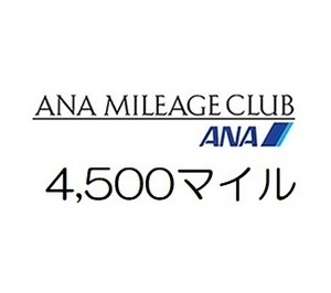 【即決 匿名】全日空ANA4,500マイル　希望の口座へ加算