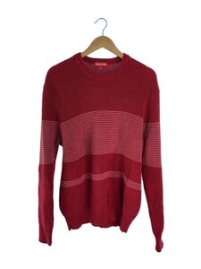 Supreme◆15SS/Tonal Stripe Crewneck Sweater/ニットセーター(厚手)/M/コットン/レッド