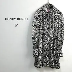 美品【HONEY BUNCH】ヒョウ柄リボンチュニック　キャンディー袖　ボウタイ