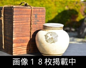 茶入 茶壷 直径14cm 高さ14cm 煎茶道具 茶道具 古玩 骨董 旧家蔵出し